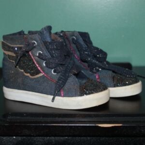 Brash Toddler Girls Denim Glittery Angel Wing High Top Shoes Shoes Size 8